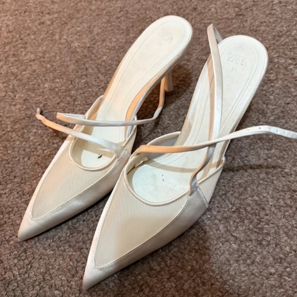 Zara Elegant Cream Strappy Heels